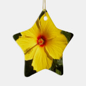 Gele Hibiscus Flower Keramisch Ornament (Rechts)