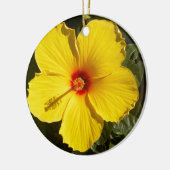 Gele Hibiscus Flower Keramisch Ornament (Links)