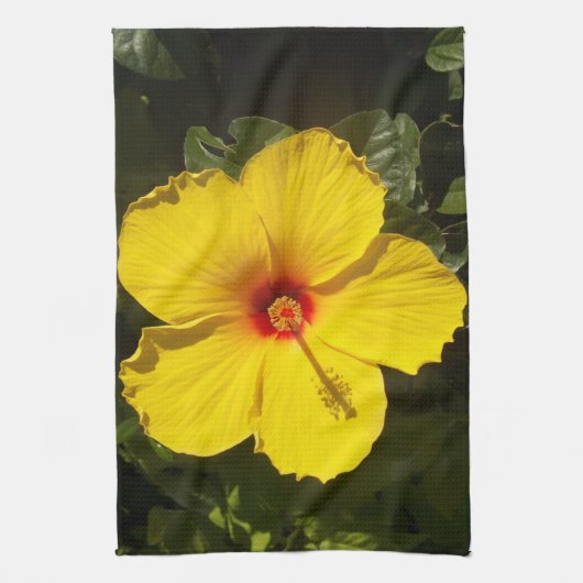 Gele Hibiscus Flower Theedoek (Verticaal)