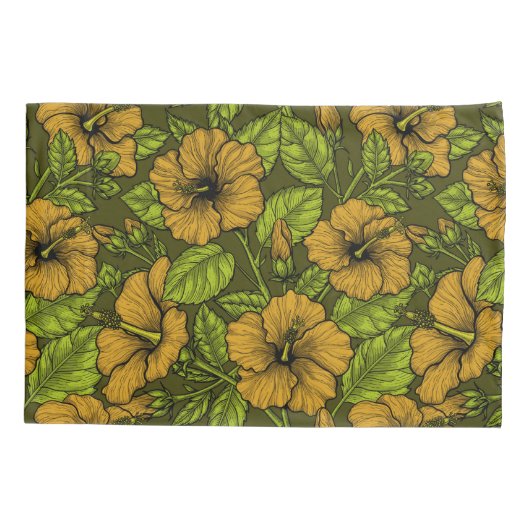 Gele hibiscus kussensloop (Achterkant)