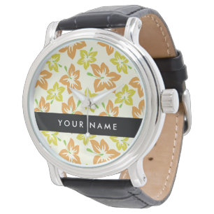Gele Hibiscus, Oranje Hibiscus, Je Naam Horloge