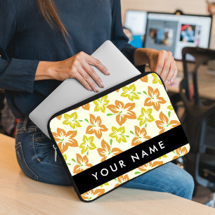 Gele Hibiscus, Oranje Hibiscus, Je Naam Laptop Sleeve