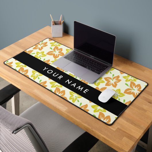 Gele Hibiscus, Oranje Hibiscus, Jouw naam Bureaumat (Kantoor 2)