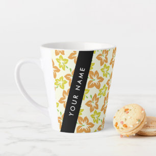 Gele Hibiscus, Oranje Hibiscus, Uw Naam Latte Mok