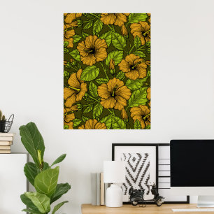 Gele hibiscus poster