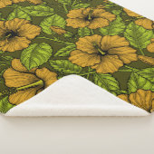 Gele hibiscus sherpa deken (3/4)
