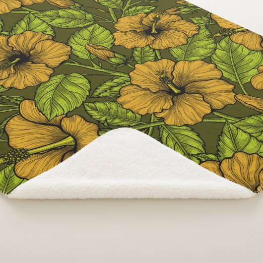 Gele hibiscus sherpa deken (3/4)