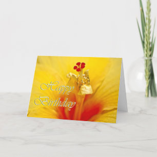 Gele Hibiscus verjaardag Kaart