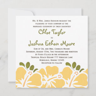 Gele Hibiscus Wedding Invitations Kaart