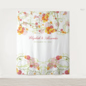 Gele Hibiscus & Zwaluwn Bloem Bruiloft Achtergrond Wandkleed (Voorkant)