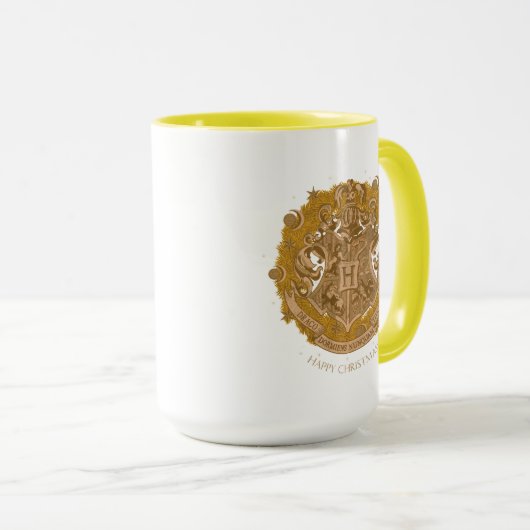 Gele HOGWARTS™ Crest Holiday Wreate Mok (Voorkant rechts)