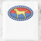 Gele hond ovale sticker (Tas)