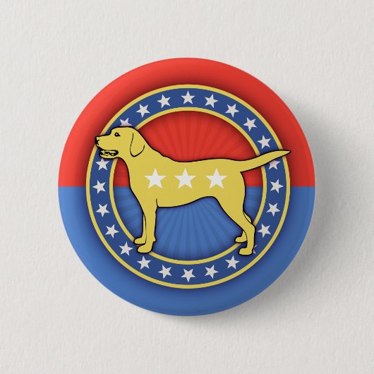 Gele hond ronde button 5,7 cm (Voorkant)