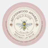 Gele Honingbij Lip Balm Label Apiary Roos Rand (Voorkant)