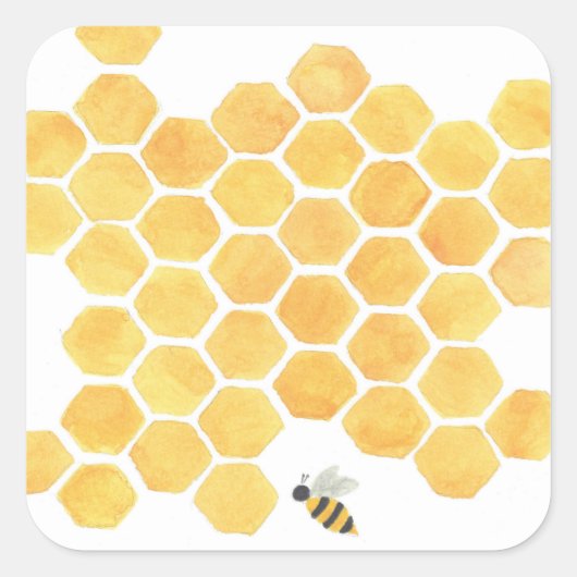gele honingraat bijenschilderij stickers (Voorkant)