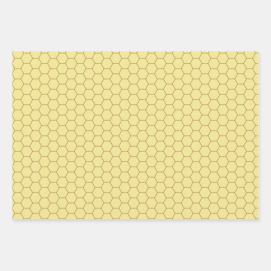 Gele honingraat en  honingbijen en stripes inpakpapier vel (Voorkant 2)