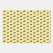 Gele honingraat en  honingbijen en stripes inpakpapier vel (Voorkant)