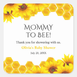 Gele honingraat Moeders tot Bij Baby Shower  Vierkante Sticker