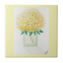 gele hortensia tegeltje