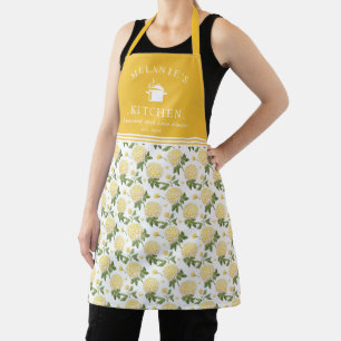 Gele Hydragea Bloemen gepersonaliseerde keuken Schort