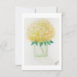 Gele Hydrangea Bloem Notitiekaarten