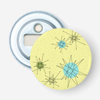 Gele iconische Atomic Starbursts Pattern Button Bo
