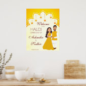 Gele Indiase grens voor haldi-verwelkomingsteken Poster (Keuken)