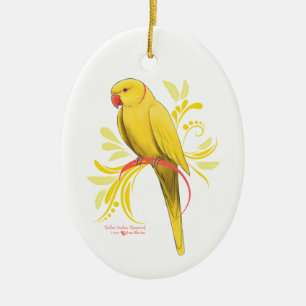 Gele Indische ringnek Parrot Keramisch Ornament