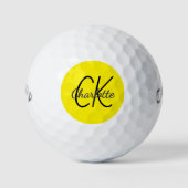 Gele initialen monogram naam golfballen (Voorkant)
