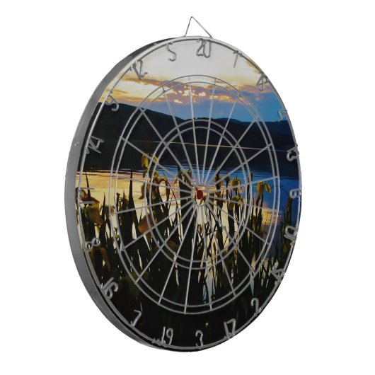 Gele Iris aan de kust van het Arrowidenmeer Dartbord (Voorkant Links)