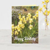 Gele Iris en Tabby Kattenbloem Bloemen Kaart (Gele Bloem)