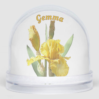 Gele Iris Flower Botanical Art op maat gemaakt Sneeuwbol