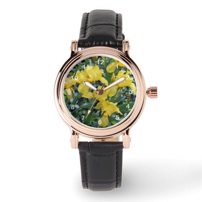  Gele Iris Flowers Watch Horloge (Voorkant)