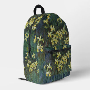 Gele Irissen door Claude Monet, Vintage Fijne Kuns Bedrukte Rugzak