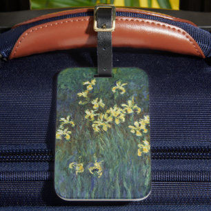 Gele Irissen door Claude Monet, Vintage Fine Art Bagagelabel