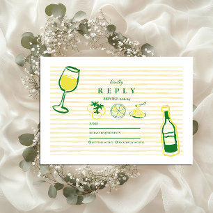 Gele Italiaanse bruiloft schets RSVP Kaartje