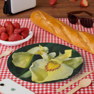 Gele Japanse Iris Floral Papieren Bordje