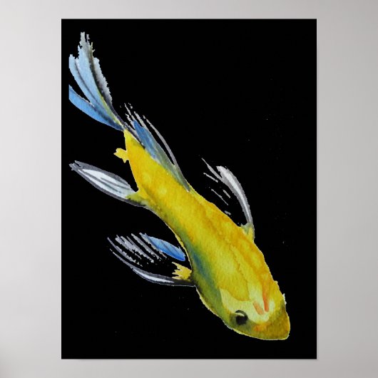 Gele Japanse Koi-waterverf Poster (Voorkant)