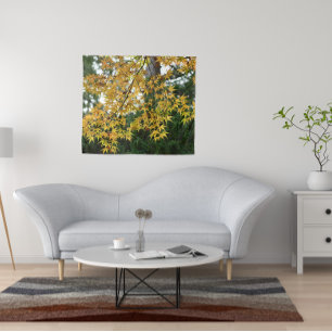 Gele Japanse mazelen laten foto Wandkleed