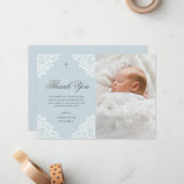  gele jongens Baptisme Hartelijk dank Notitiekaartje (Voorkant / Achterkant in situ)