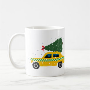 gele kab Taxi kerstboomtekening Koffiemok
