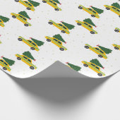  gele kab Taxi-kerstpatroon Cadeaupapier (Hoek)