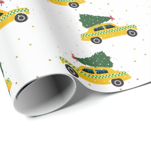  gele kab Taxi-kerstpatroon Cadeaupapier (Rol Hoek)