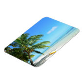 Gele kajak op een strand rechthoekige magneet (Linkerzijde)