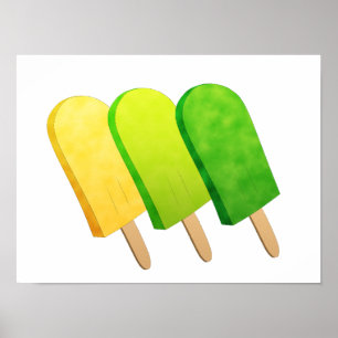 Gele, kalkgroene en groene ijsachtige Poppen Poster
