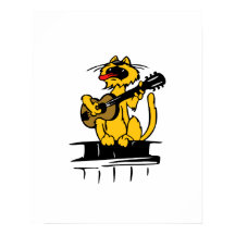 gele kat die gitaar speelt en zingt