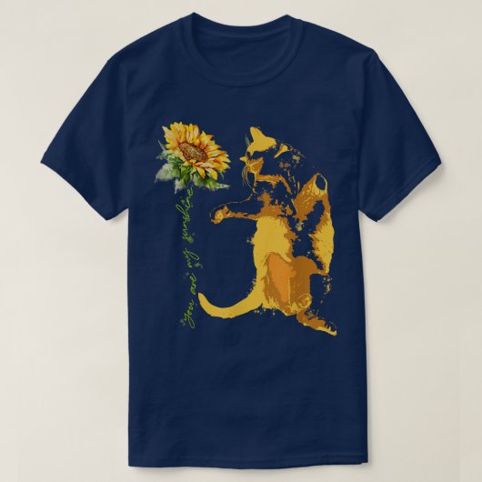 Gele kat op zijn rug t-shirt (Design voorkant)