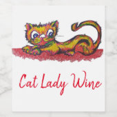 Gele kat wijn label wijn etiket (Enkel label)