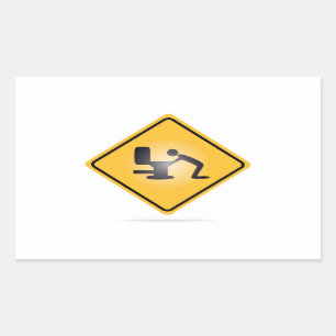 Gele kater waarschuwingsbord rechthoekige sticker