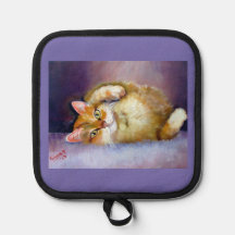 Gele katten ovenwanten & pothouders